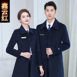 前台工作服呢子大衣中长款女职业装酒店经理毛呢外套售楼处秋冬男