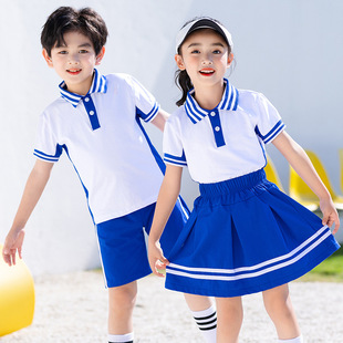 School Uniform for Primary and Secondary School Students Summer Clothes Short-sleeved Suit Kindergarten Garden Clothes Parent-child Games Teacher Activity Class Clothes