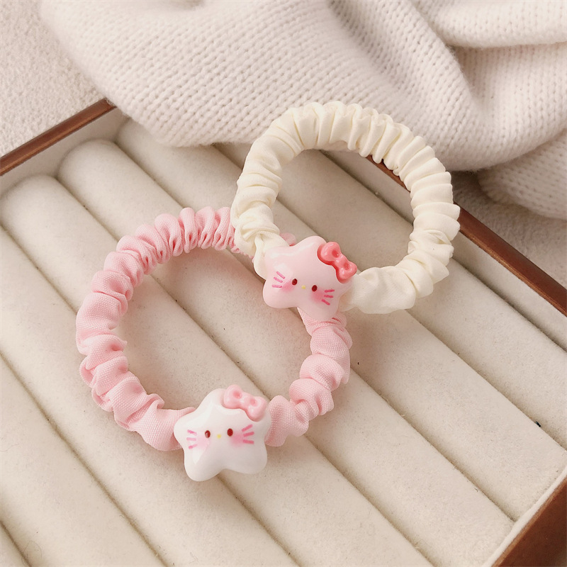 Nuevas lindas estrellas gatos anillo de cabello dulce niña intestino delgado anillo cuerda de cabeza de arco universal correa de cuero adornos de cabello