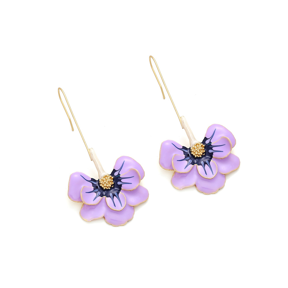 1 Pair Sweet Flower Enamel Zinc Alloy Drop Earrings display picture 5