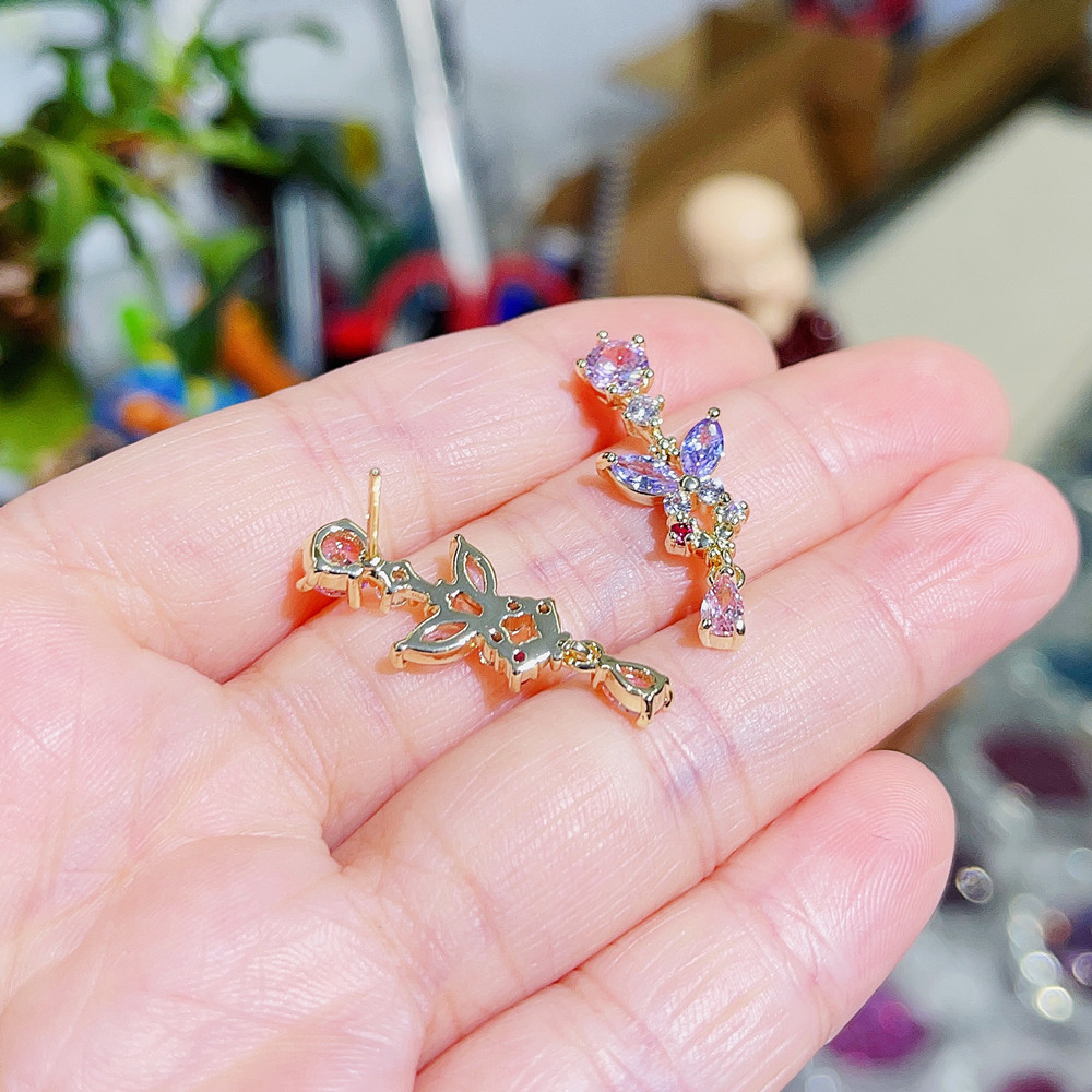 Women'S Gender Fashion Butterfly Copper Inlay Zircon Drop Earrings 1 Pair