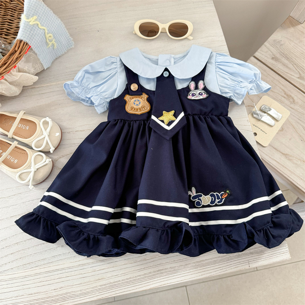 Vestido de princesa Lolita de siete niñas de limón salado estilo occidental 2025 nuevo vestido de policía de conejo de bebé de niña de verano