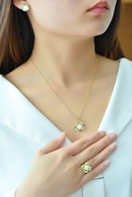 复古和田玉白玉首饰套装送女友礼物玉石吊坠天然戒指金镶玉