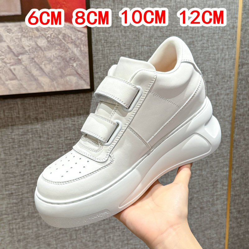 Inner Height Increase of 8Cm12Cm2025 Spring and Autumn New Style Thick-Soled Velcro Height-Increasing Casual Sports Sneakers for Women, White Shoes