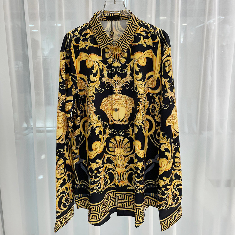 2024 spring and summer new cross-border foreign trade fashion leisure youth popular digital printing men's long sleeve shirt shirt