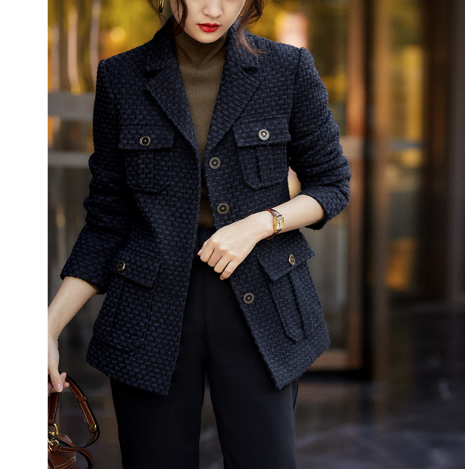 Unique technology Skin texture wool suit coat Autumn and winter new pattern temperament A small minority Fashionable Fur coat