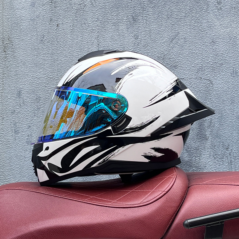 Casco integral transfronterizo DOT de la versión mejorada de LVS con doble lente para hombres, casco de seguridad universal para todas las estaciones para motociclistas femeninas, casco de motocicleta con doble lente.
