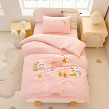 冬季加厚保暖牛奶绒被套120×150幼儿园三件套儿童学生双面绒被罩