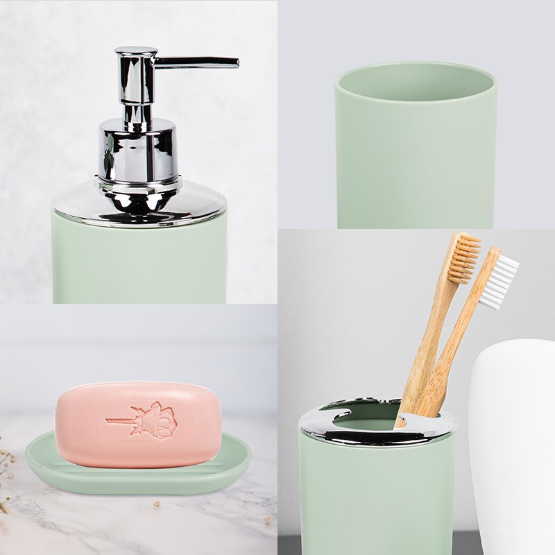 Kit de baño de lavado de 4 piezas enjuague bucal jabón botella de emulsión soporte de cepillo de dientes artículos para el hogar almacenamiento de baño image 3