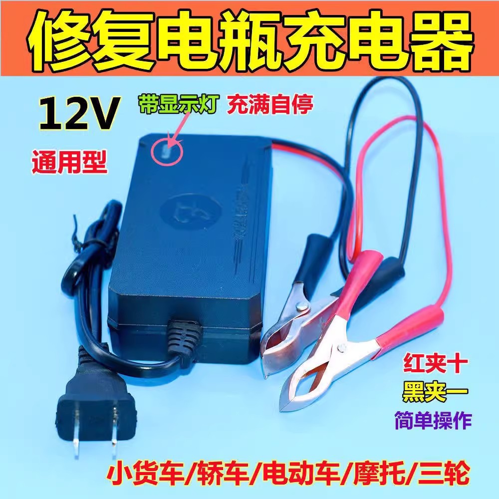 智能12v踏板摩托车电瓶充电器汽车通用型铅酸蓄电池12V修复充电机
