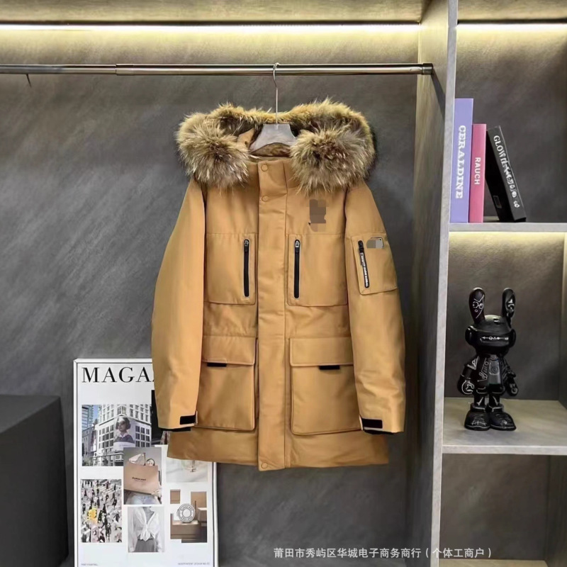 新款MLB羽绒服洋基队2代中长款防风大毛领男女派克外套加厚保暖|undefined