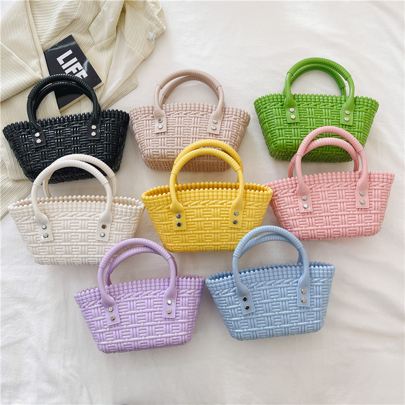 2025 New trendy and versatile crossbody mini vegetable basket jelly bag, fashionable hand-held woven bag, mini tote women's bag full figure