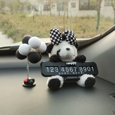 Car temporary parking number plate Nömrəli dayanma kartı - happy-black-label-black-and-white-panda-figure-black-ball