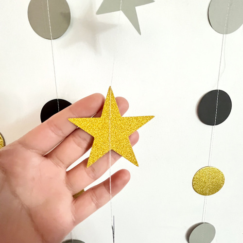 Star disc glitter three-dimensional pull-up flower sewing holiday paper hanging ornaments 4m glitter paper pull-up double-sided party decoration