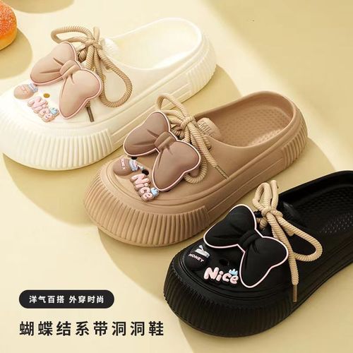 Women's Shoes 2025 Summer Fashion Slippers Home Non-slip Squishy Feel Open-toe Soft Sole Two-in-one Hole Shoes
