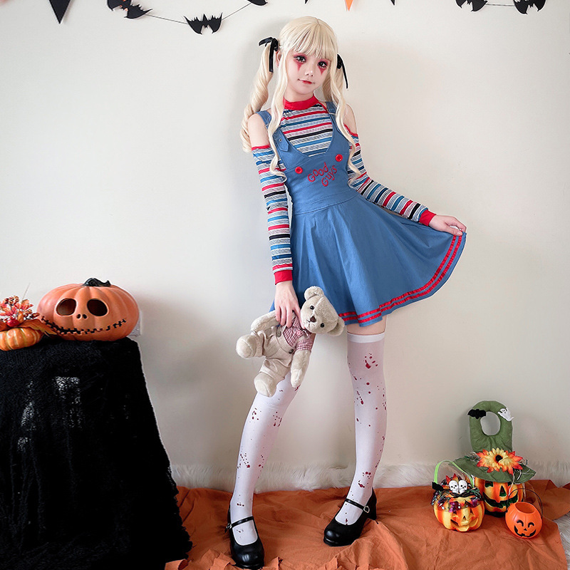 Transfronterizos Halloween Revival Doll Cosplay Show Disfraces Carnaval Fantasmas Horror Clown Doll Dress