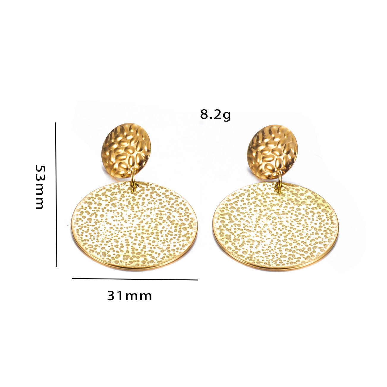 1 Pair Retro Round Plating Stainless Steel Drop Earrings display picture 3