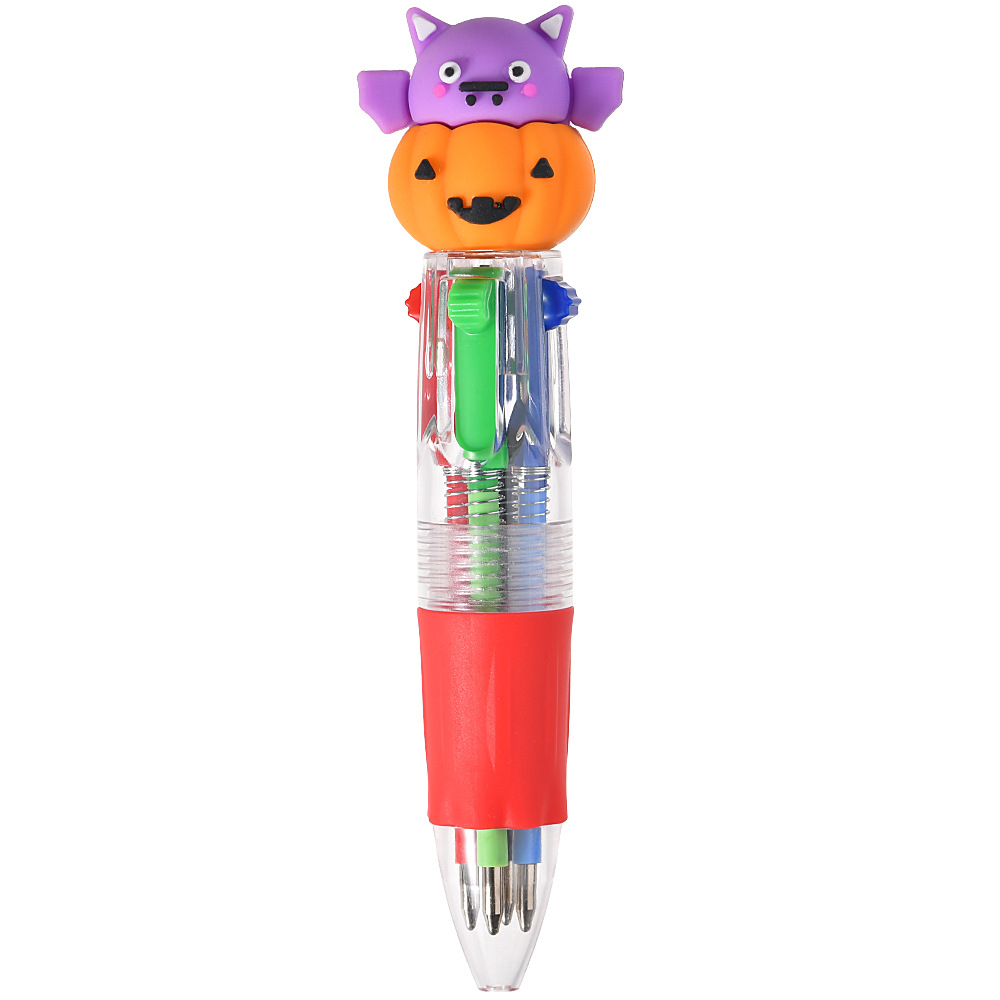 Serie de Halloween Bolígrafo de prensa de cuatro colores Mini bolígrafo lindo bolígrafo corto fácil de llevar Bolígrafo multicolor de la cuenta del estudiante