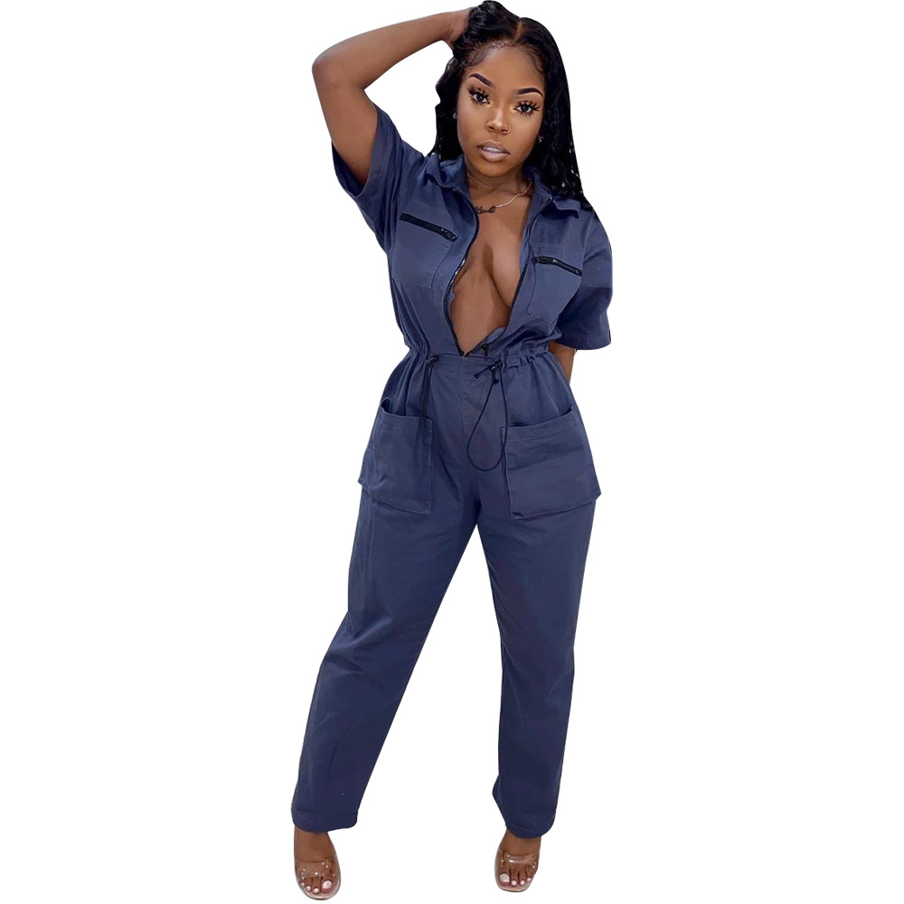 Women's High Waist Loose Fitting Jumpsuit With Pockets Autumn/Winter Fashion Leg Lengthening Slimming Cargo Pants Independent Website Exclusive_voghion.com