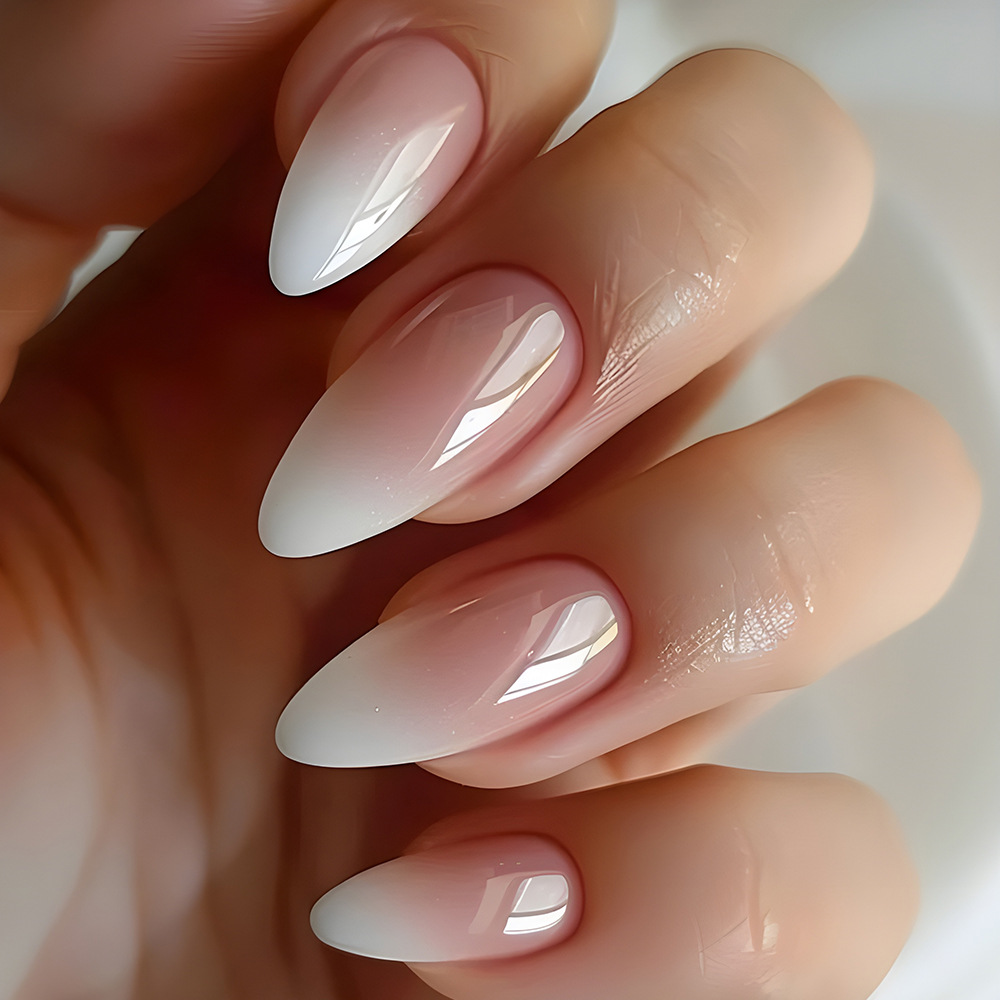 Tabletas de uñas degradadas blancas en polvo dulce fresco, parche de uñas simple en forma de gota, venta caliente transfronteriza al por mayor, uñas portátiles image 1