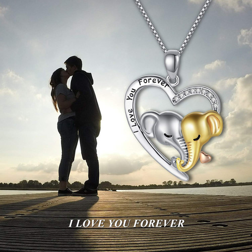 Wholesale Fashionable European & American Summer Clavicle Chain Pendant Necklace for Women—Mother's Day Heart-Shaped Elephant Jewelry Accessories