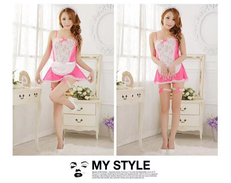 Sexy lingerie uniforme tentazione cameriera vestito trasparente pizzo fascia grembiule cameriera casa una generazione di capelli_voghion.com
