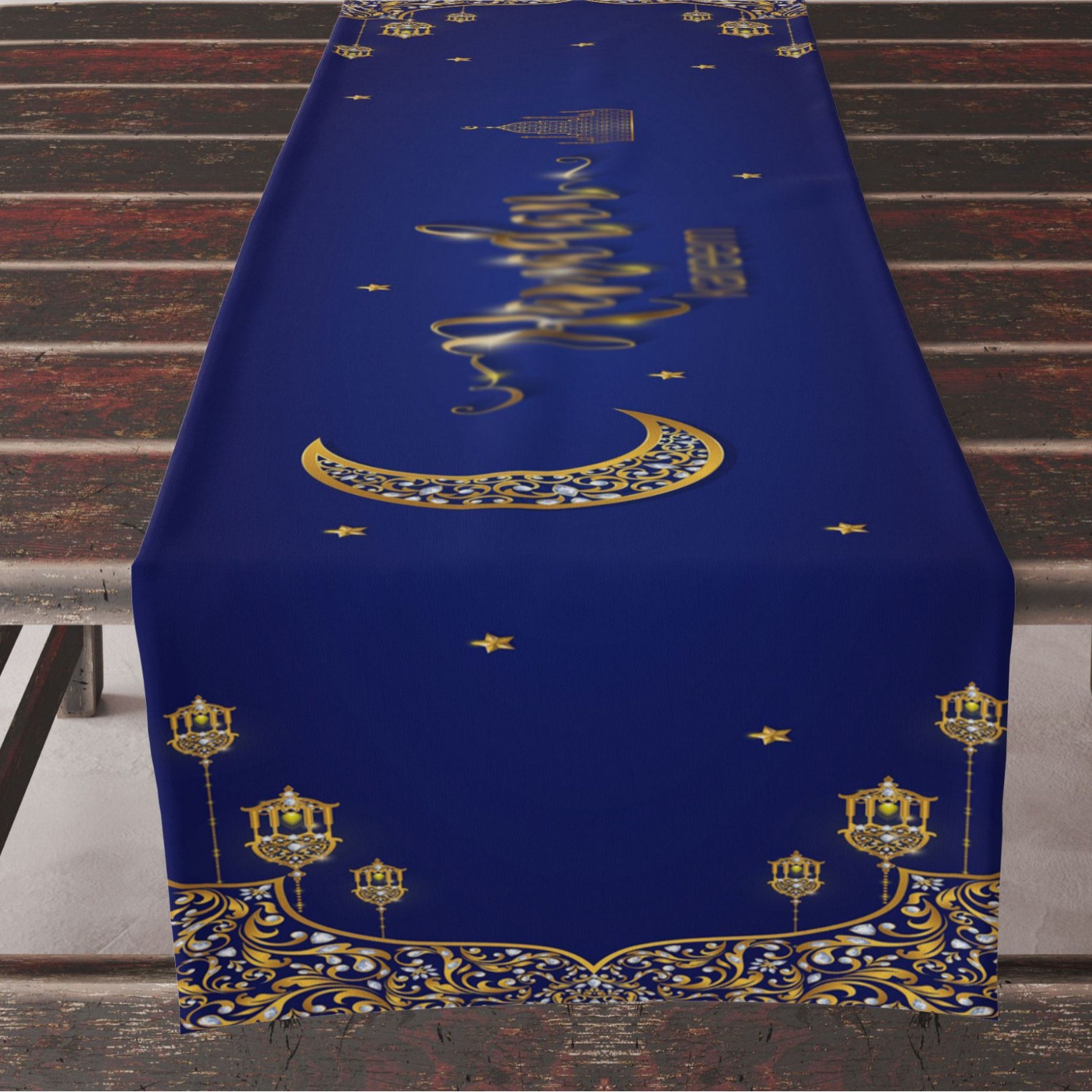 Nuevos festivales nacionales transfronterizos luces de luna dorada impresión azul almohada paquete de almohadilla bandera de estilo nacional hogar