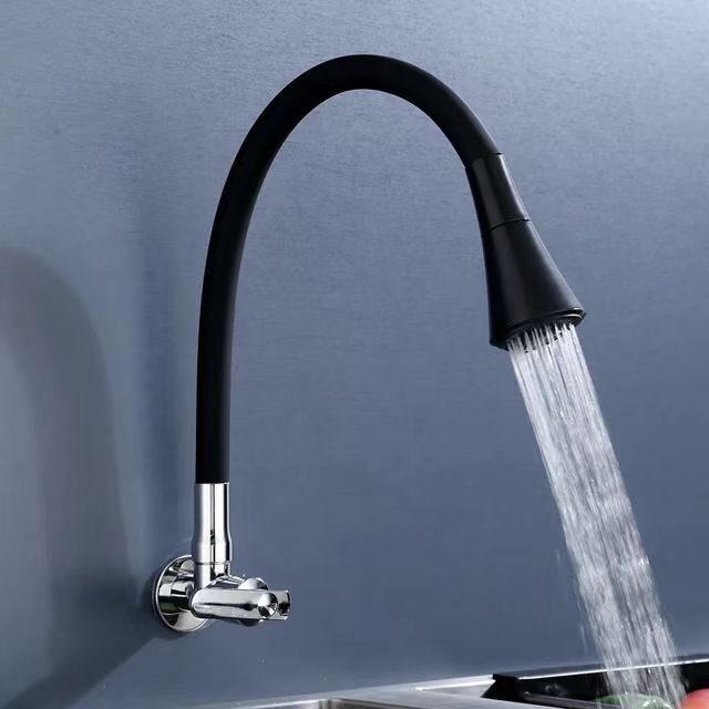 Kitchen faucet wall-type single-cooling faucet sink vegetable basin washing pool wall-type universal rotating faucet
