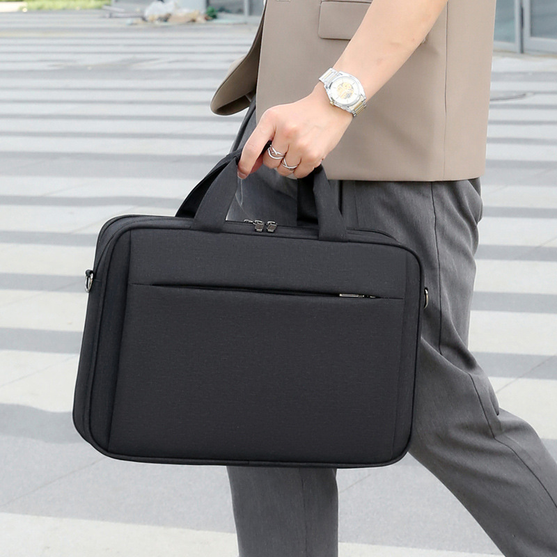 Bolso de computadora transfronterizo de doble capa de 15,6 pulgadas maletín de gran capacidad bolsa de almacenamiento de datos puede colgar tirantes bolso de viaje de negocios