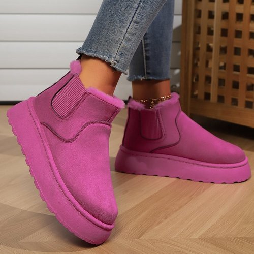 2025 Autumn/Winter Women's Thick-Soled Snow Boots with Fleece Lining Round-Toe Boot