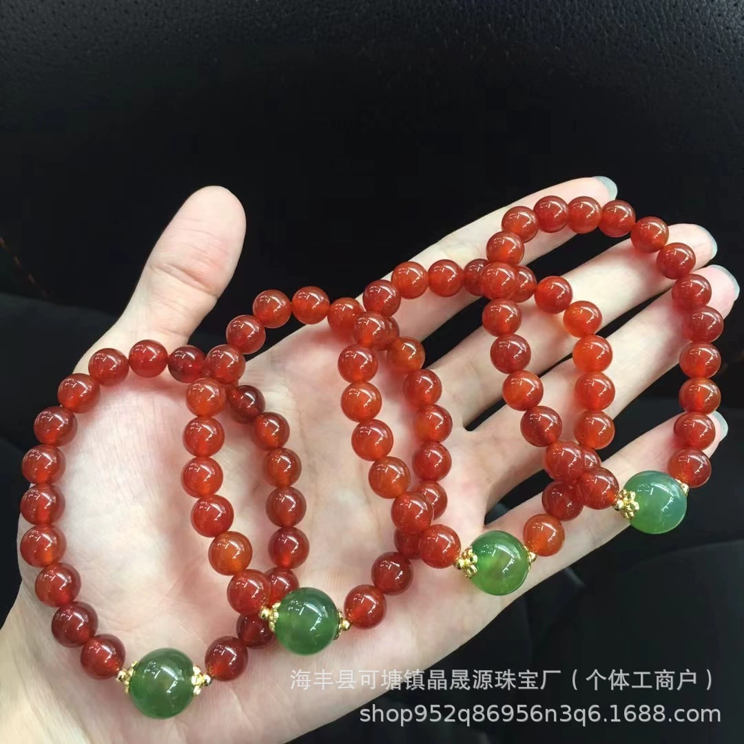 Натуральный красный агат браслет южно-красный браслет с зеленым агатом