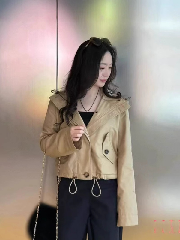英伦格子25年秋季新款女连帽外套时尚百搭短外套女装|undefined