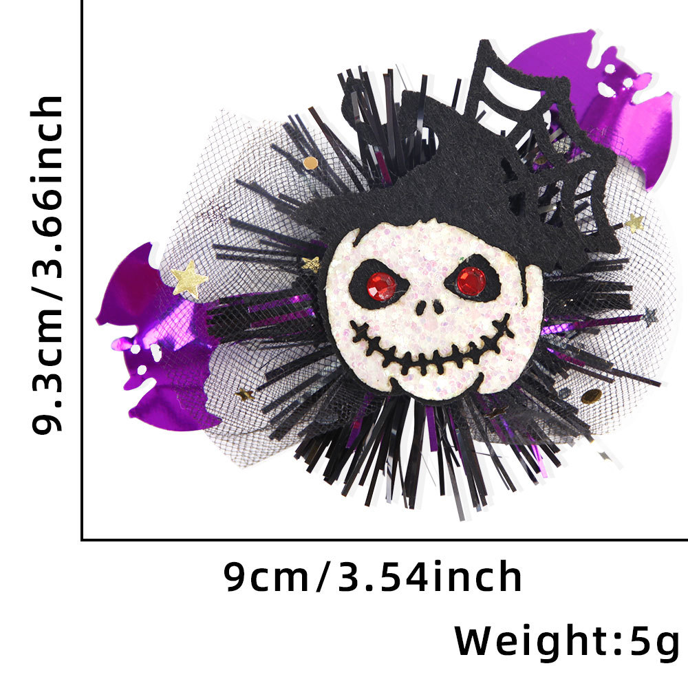 15g Weight Hairpin Event & Party Supplies 1 Piece Quantity Holiday, Festival Occasion Felt cloth Material Halloween Festival Pumpkin, Skull Pattern Funny Style Halloween Funny Pumpkin Skull Felt Cloth Holiday Festival Hairpin 3
