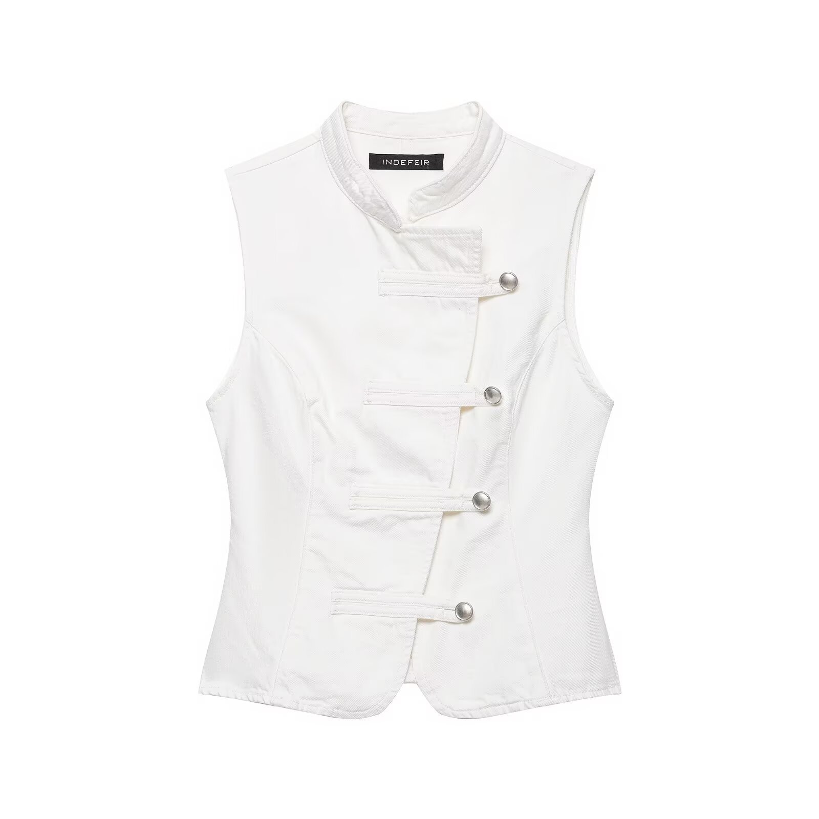 ZAZA hecho en casa estilo europeo al por mayor ropa de mujer de moda de cordón de nudillo chaleco de vaqueros 9942153 image 7