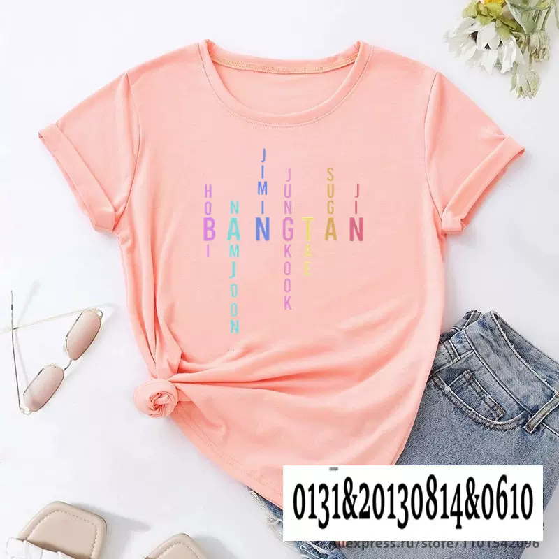 bangtan字母印花T恤欧美短袖上衣