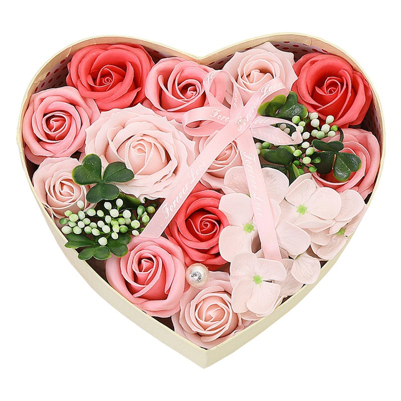 Día del maestro Día de San Valentín regalo jabón flor caja de regalo en forma de corazón Navidad creativo romántico Regalo de Cumpleaños jabón flor