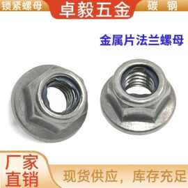 碳钢全金属锁紧法兰防松螺母/铁本色锁紧螺帽自锁螺丝帽六角圆帽