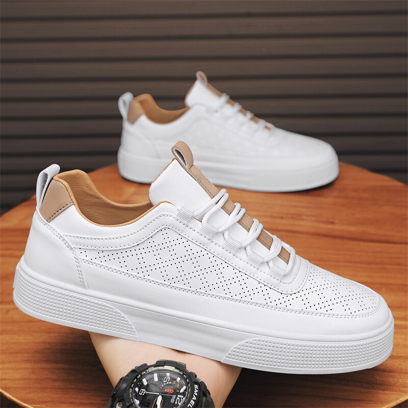 Wholesale Sneakers for Men, Teenagers, Flat Casual Shoes, Lightweight, Breathable, Low-Top, Breathable Student Leather-Covered White Shoes for Men