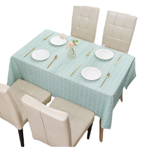 Tablecloth ISN style waterproof and oilproof rectangular camping tablecloth PEVA white grid dining tablecloth picnic cloth factory