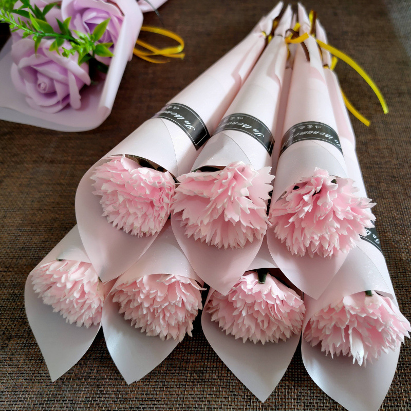 Flor artificial, clavel, ramo único, flor de jabón, venta al por mayor, regalos del día de la madre, promoción de la tienda, promoción de productos transfronterizos