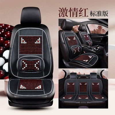 with Headrests, Wooden Bead Cushions – Cool pad - passion-red-single-chip2rear-row