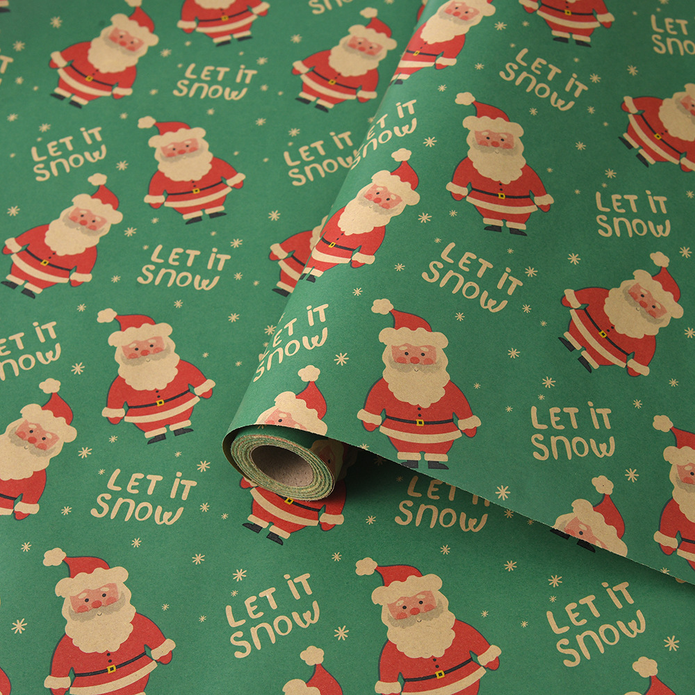 Venta caliente transfronteriza, rollo de gran tamaño, papel de regalo de Navidad, papel kraft retro, papel de regalo de Navidad, papel de regalo
