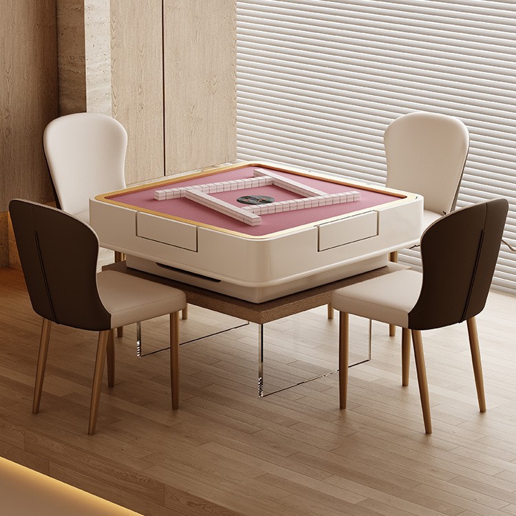 Mesa de centro de estilo crema Mesa de mahjong Tatami Máquina electrónica de mahjong de tamaño pequeño para el hogar completamente automática Mesa de comedor móvil integrada