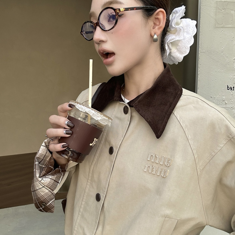 mm夹克外套巴恩风翻领拼色夹克复古又时髦女25早秋9月新品短外套|undefined