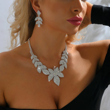 厂家批发中东流行新娘首饰 水钻项链 殴美外贸饰品婚纱项链耳环