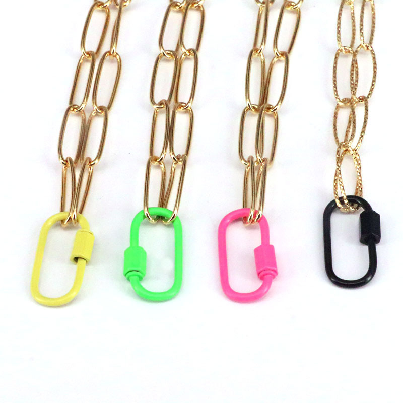 New Copper Color Dripping Oval Screw Buckle Necklace display picture 1