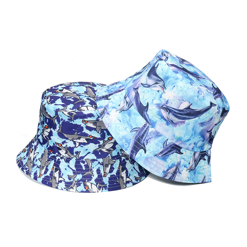 128g Weight Unisex Cute Streetwear Dolphin Flat Eaves Bucket Hat