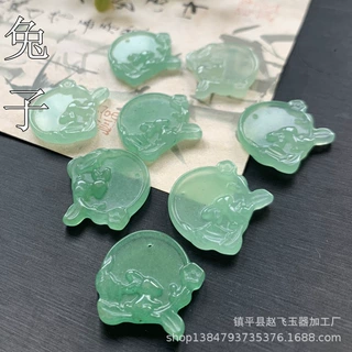 玉石兔子吊坠25mm天然东陵玉兔子吊坠挂件