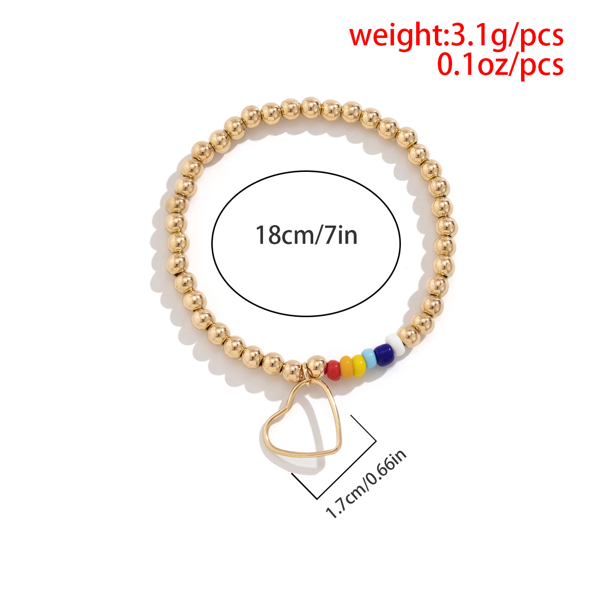 Simple Style Heart Shape Alloy Plastic Beaded Bracelets