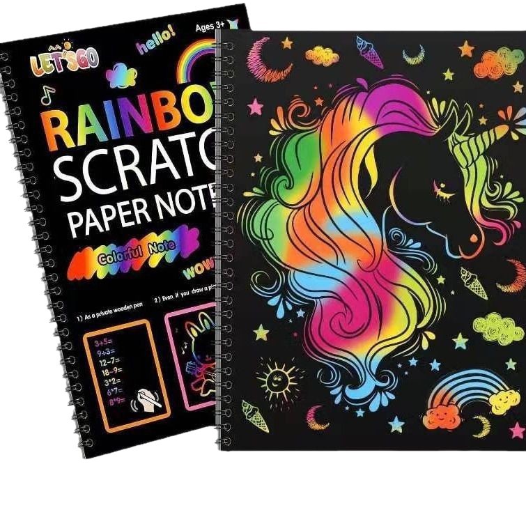 Libro creativo de raspado y pintura para niños | Papel de acuarela colorido, rompecabezas y actividades artísticas DIY, fábrica directa